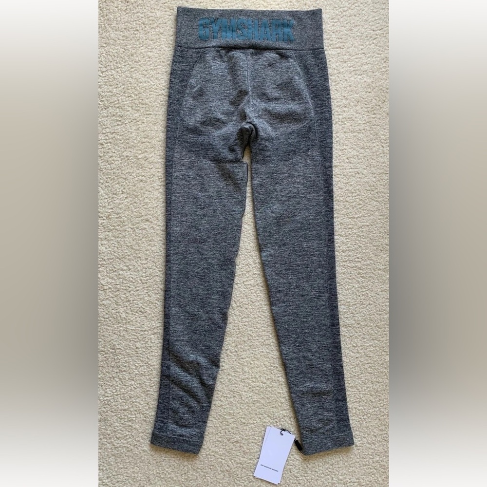 Gymshark High Waisted Flex Leggings Seamless Womens S Charcoal Marl Teal Workout